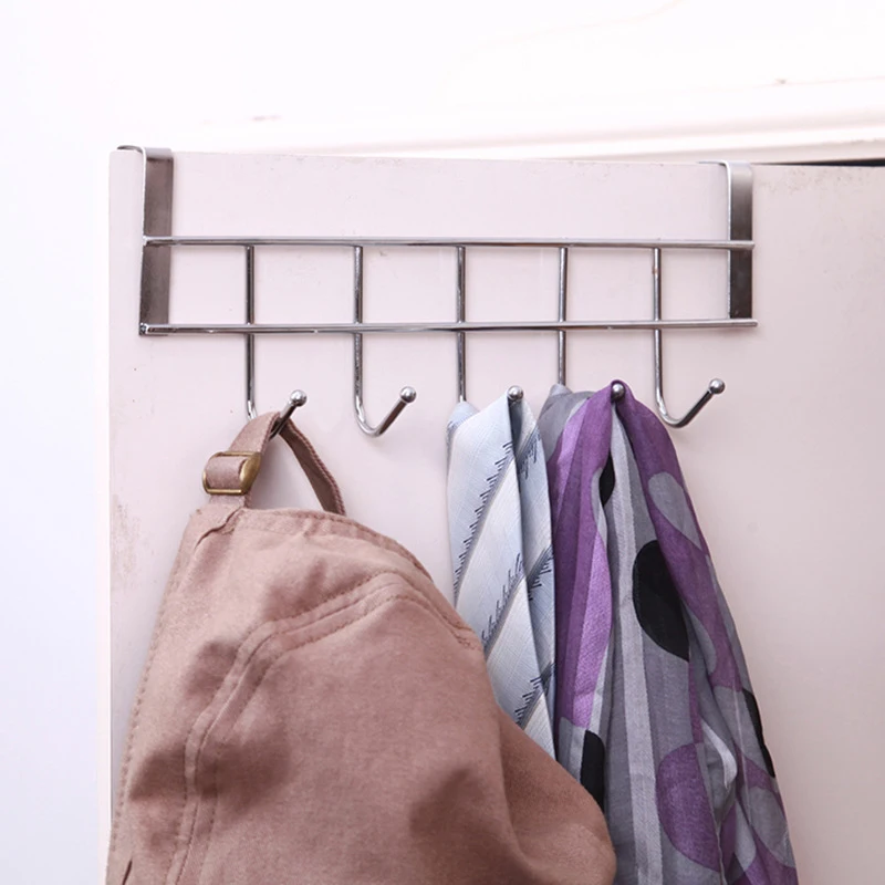 5-Hooks Clothing Coat Towel Hanger Rack Holder Shelf Over Door Home Bathroom