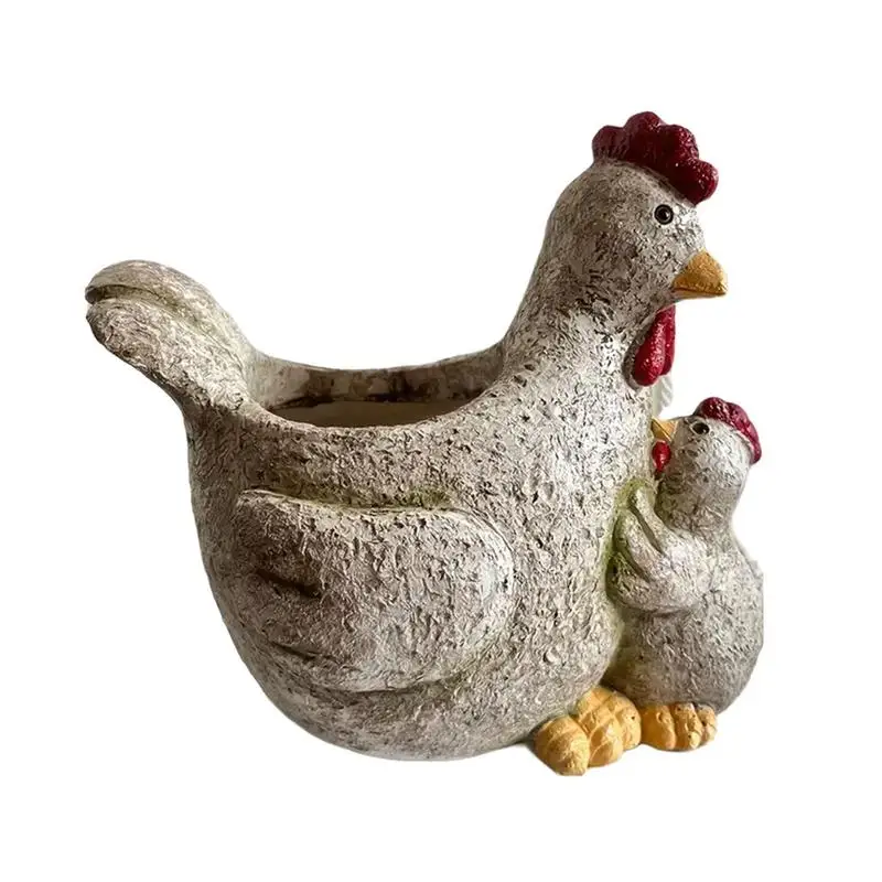 

Succulent Planter Cute Chicken Statue Succulent Flower Pot Cartoon Parent-Child Chicken Flowerpot Chicken Statue Bonsai Plant