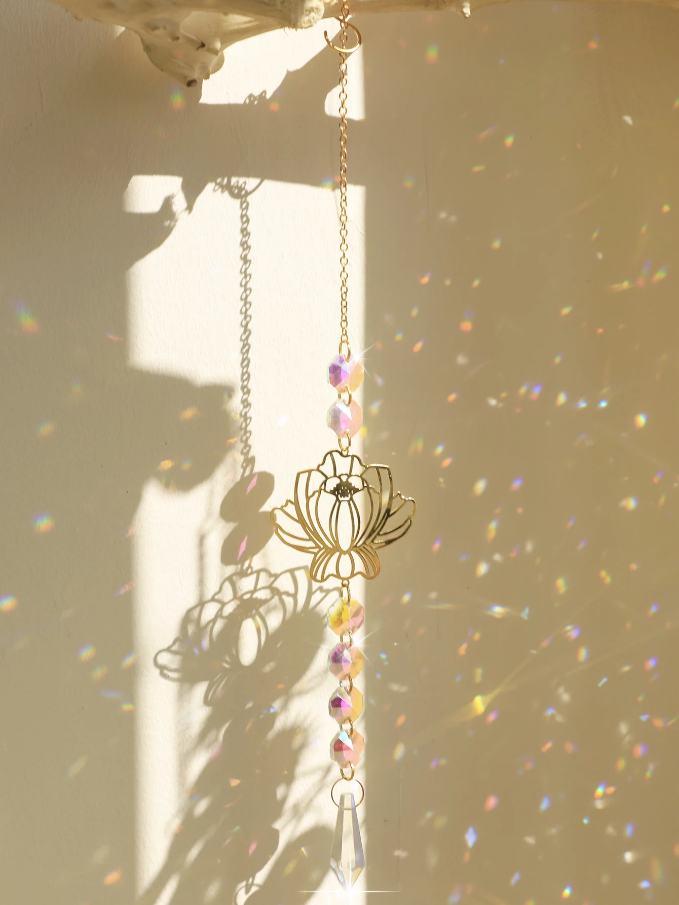 Lotus Crystal Sun Catcher Suncatcher Rainbow Maker Chakra Light Catcher Stained Glass Window Outdoor Garden Decoration crafts