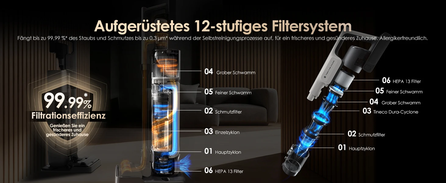 Tineco Pure ONE Station 5 PRO Kabelloser Akku Staubsauger, vollständiger Selbstreinigung, 200AW Saugkraft, ZeroTangle, EdgeSense – Detail 14