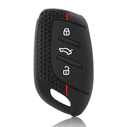 Premium Silicone Car Key Cover Case - 3 - Button Protection (Black)