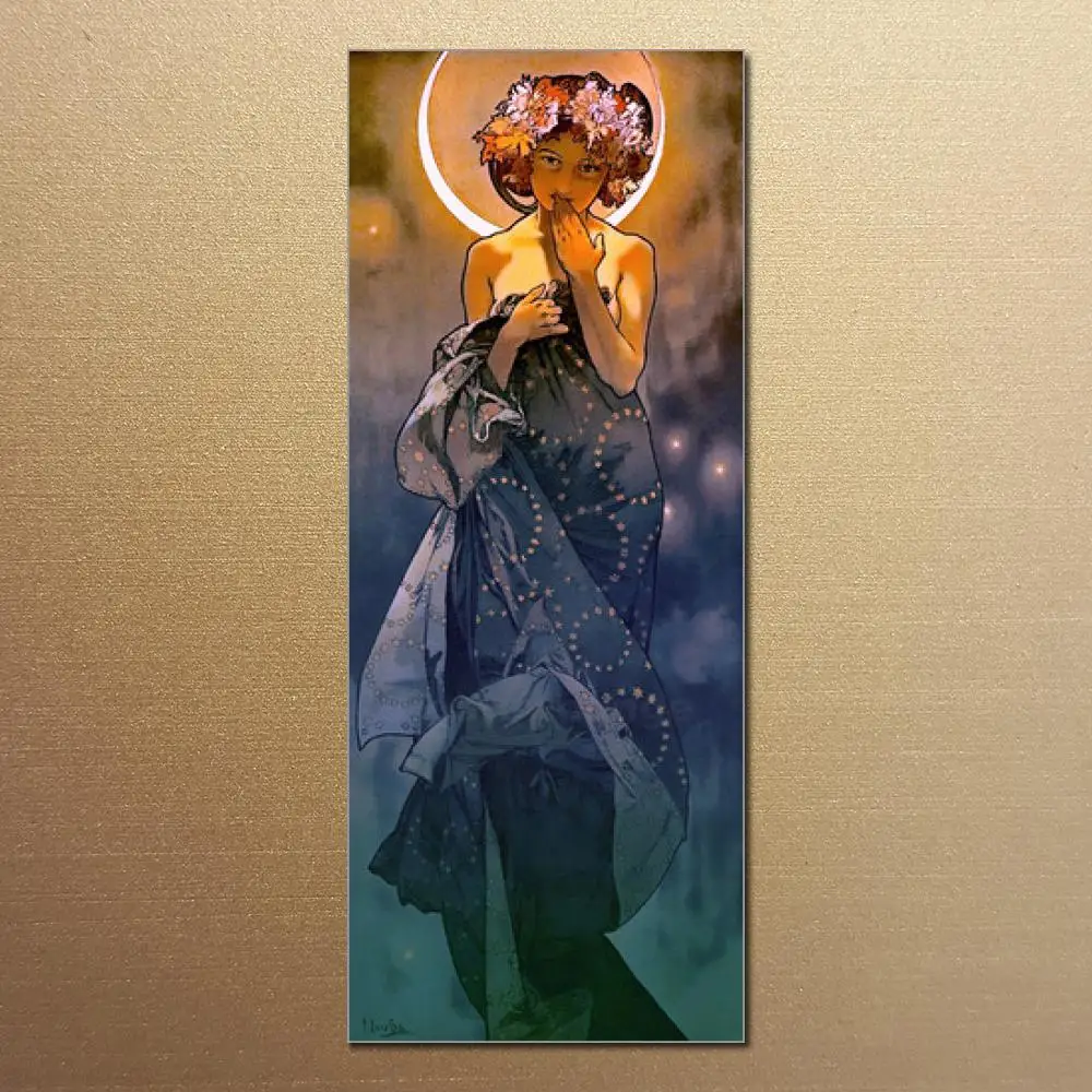 

High Quality The Moon Alphonse Mucha Oil Painting Canvas Hand Painted Portrait Modern Art Reproduction Unframed