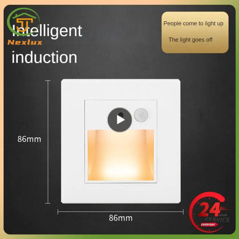 

Датчик движения PIR 86x86 мм, светодиодный светильник для лестницы, Круглый, квадратный, 1,5 Вт, умное ночное освещение для лестницы