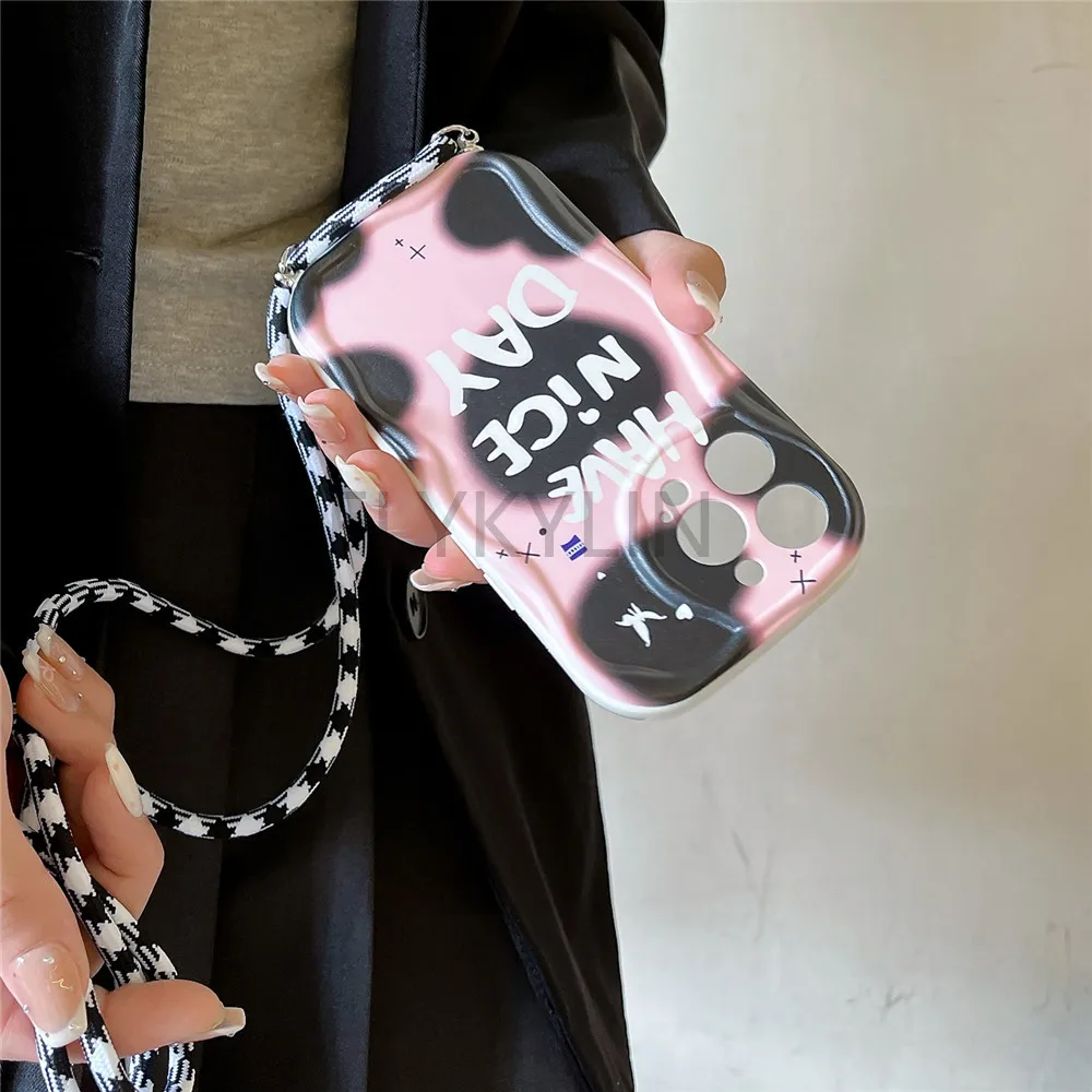 Graffiti Lanyard Shockproof Phone Case with Silicone Neck Cord and Crossbody Strap