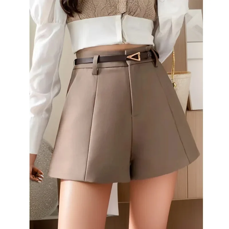 

Zik Women Chic Office Shorts With Belted Vintage Casual Shorts A-line High Waist Short For Women Trousers 2024 Spring Summer