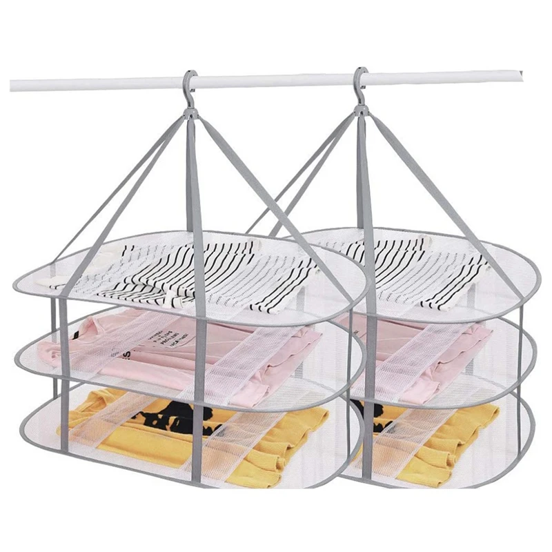 3 Layers Foldable Clothes Drying Rack, Collapsible Sweater Drying Rack