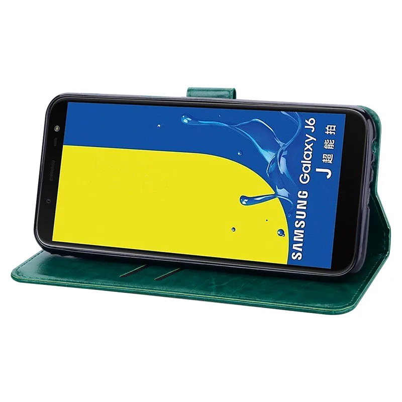 Leather Flip Case For Samsung Galaxy J6 Case Magnetic Wallet Phone Case For Samsung J6 Plus 2018 J6+ J 6 Plus J600F J610F Cover samsung flip phone cute