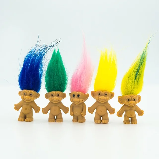 5pcs/lot Anime Action Figure Kawaii Trolls Dolls Colorful Hair Family Members Models Kids Toys for Children Gift Nostalgic Adult 4