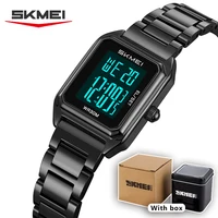 Skmei Digital Business Fashion Women's Watch Waterproof Steel Strap Women Watch Simple Exquisite Silver Watch with Diamond 2493