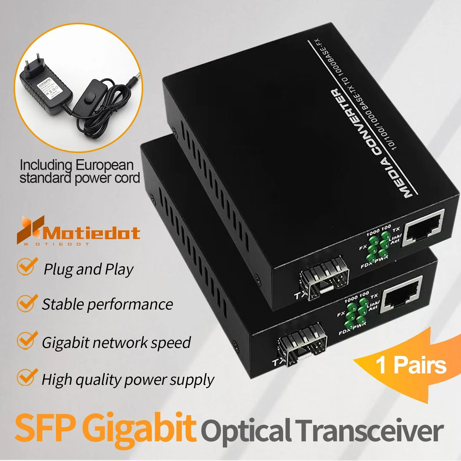 1 Pairs SFP Optical Fiber Transceiver Switch 10/100/1000 Base Ethernet Media Converter Fast Ethernet RJ45 to Fiber Optic 1sfp1Ez
