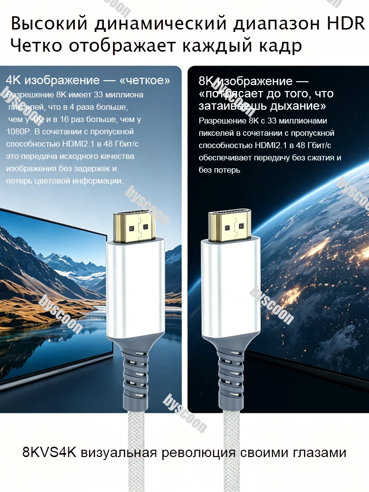 울트라 HD HDMI 2.1 케이블 아이스 화이트 8K 60Hz 4K 240Hz 48Gbps HDR10+ 와이어 (PS5, 노트북, TV 박스, 모니터, 게임용 액세서리) 1M/2M/3M