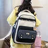 Large Capacity Hot Sale Nylon Solid Color Zipper School Bags Three Piece Set Classic Simple Versatile Backpacks Schoolbags 4