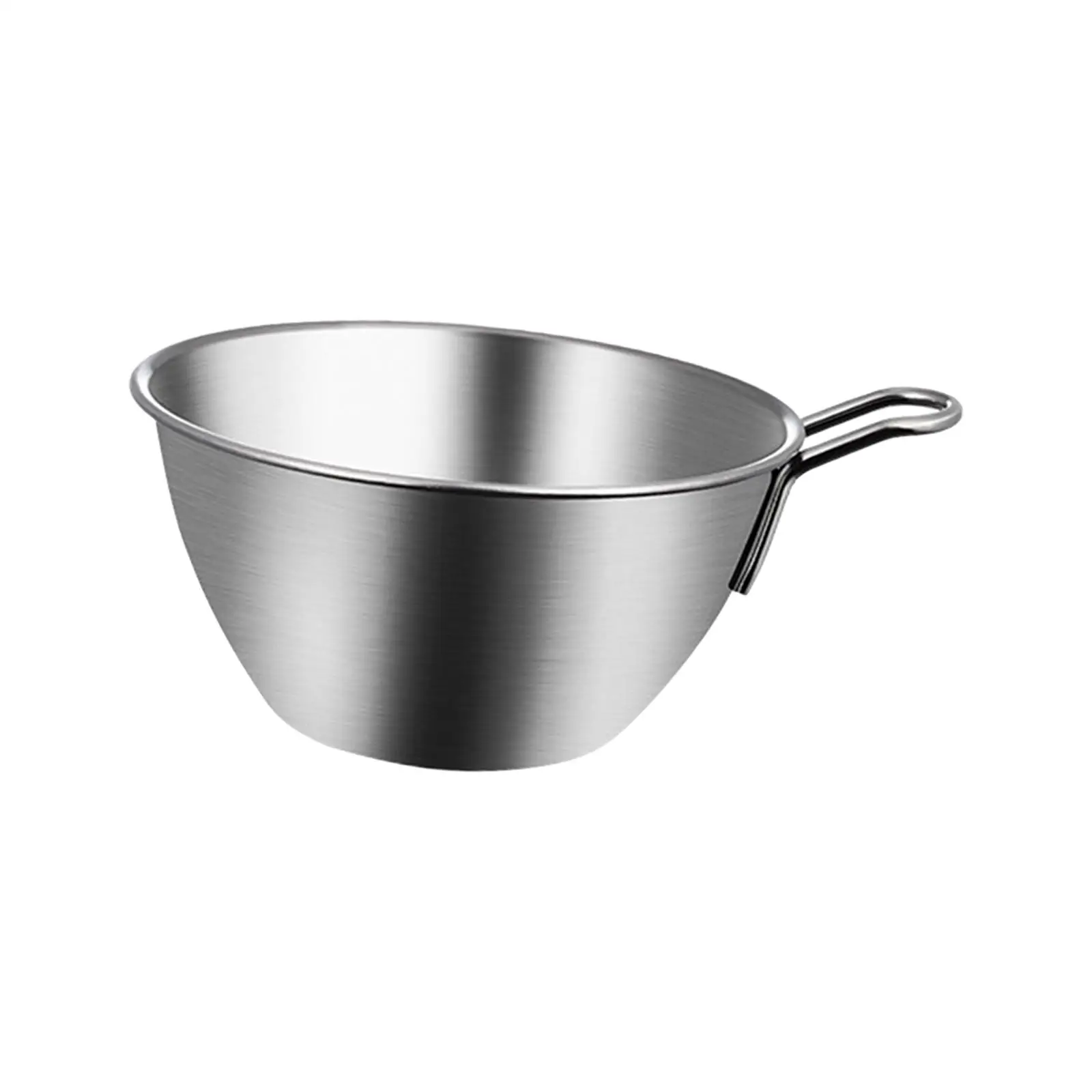 Stainless Steel Mixing Bowl with Long Handle Cooking Bowl Serving Bowl Egg Whisking Bowl for Dessert Soup Sauce Storage