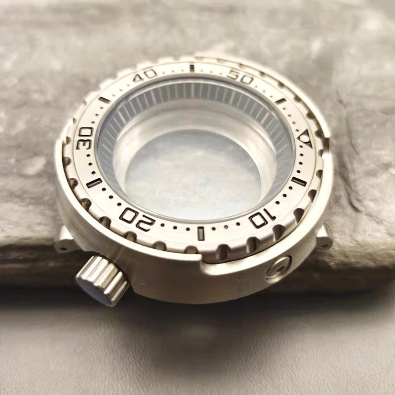 Mod 47mm watch Case fit Seiko tuna monster canned diving watch for NH35 NH36 7S26 watch movement with transparent back cover