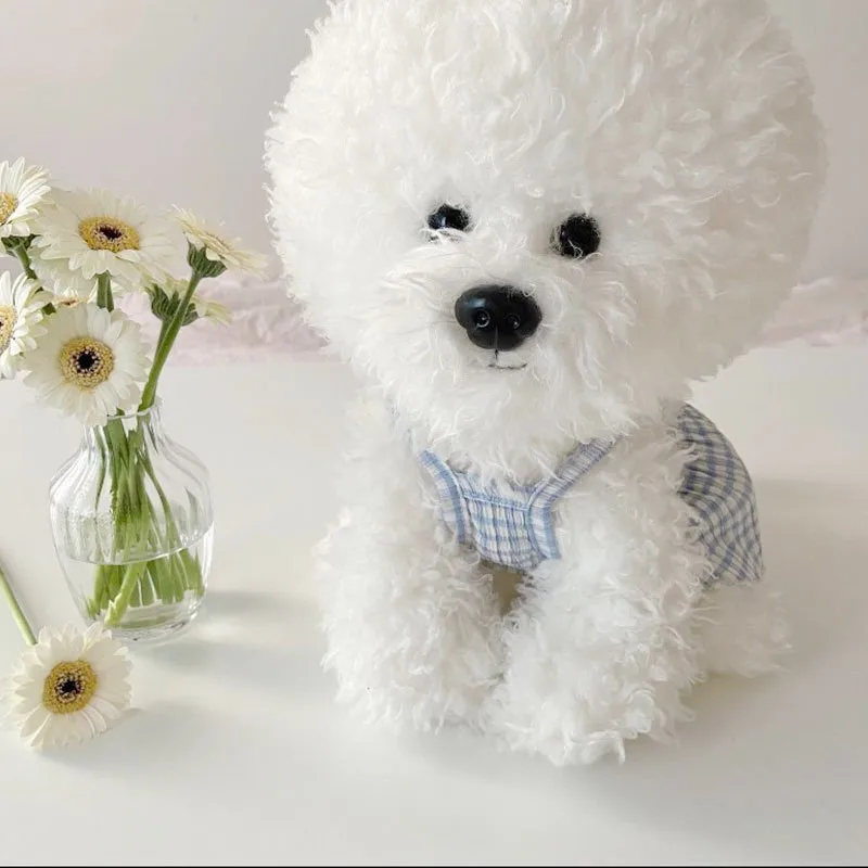 Dog Suspender Skirt Puppy Summer Clothes Bow Plaid Dog Vest Pet Striped Dress Chihuahua Bichon Kitten Pink Girls Costume