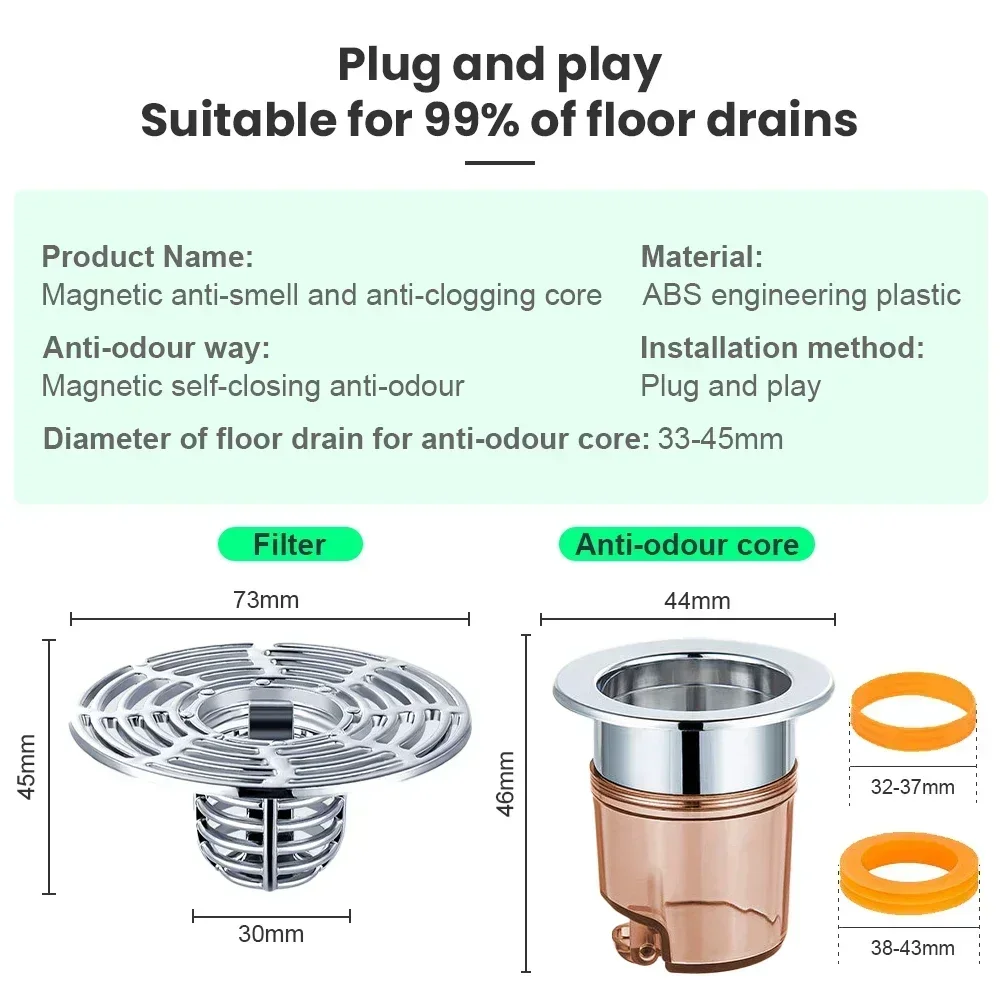 Bathroom Sink Drains Plastic Self-Closing Odor and Insect Proof Floor Drain Basin Drain Filter Hair Catcher Shower Sink Strainer