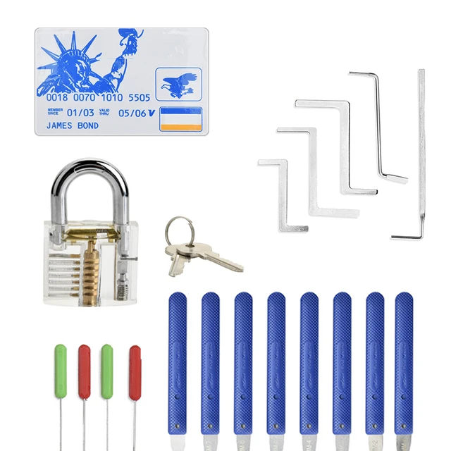 Locksmith Tools Lock Pick Set Broken Key Extractor with Transparent Locks Practice Combination Padlock For Training 4