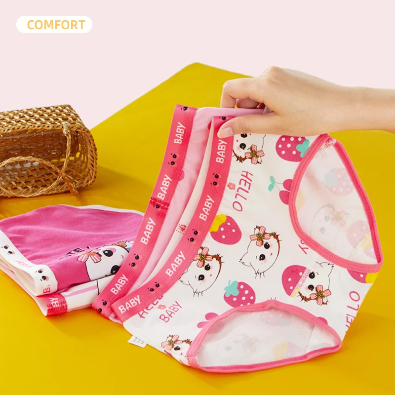 Girls Underwear 4PCS Cute Panties Soft Shorts Briefs Cartoon Cotton For Girls Children
