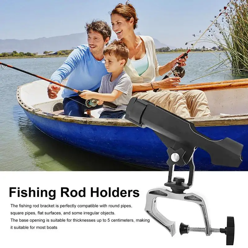 Boat Fishing Rod Holder with Large Opening Clamp 360 Degree Adjustable  Aluminum Alloy Fishing Pole Stand for Marine Boats