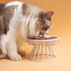 1Set (1pc rack + 1pc bowl) ceramic high-rise cat bowl，Easy to Clean 1pc Raised Ceramic Cat Food Bowl - Anti-Spill Pet Bowl 3
