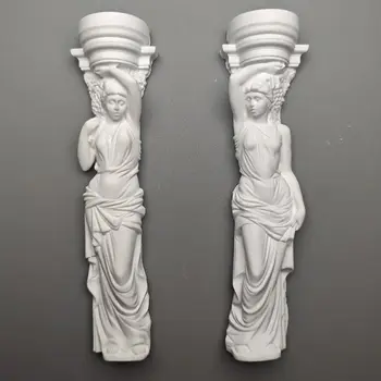 ​ ​ Ensemble de statues de colonne de jeune fille classique – Sculptures en plâtre, artefact d'étagère d'inspiration grecque et décor d'étude à collectionner 1