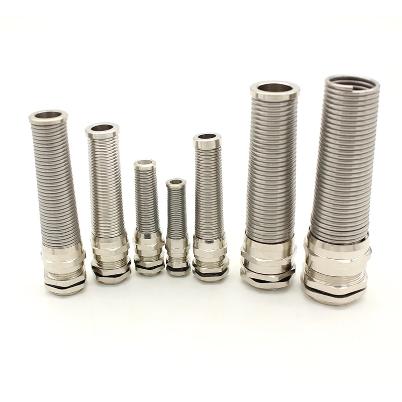 

Flexible Cable Gland Strain Relief Waterproof Brass Metal Spiral PG9 Metric Thread Cord Grips Connector Anti Bending Protector