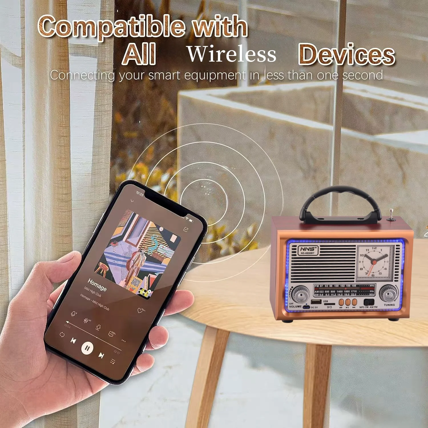 Amazup Multifunctional Bluetooth Speaker USB Player TF Card Stereo Speaker AUX MP3 Player FM Radio Home or Outdoor Speaker.