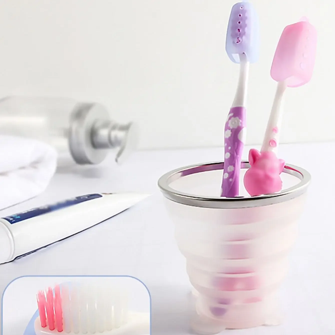 3pcs silicone toothbrush dust cover-random toothbrush covers
