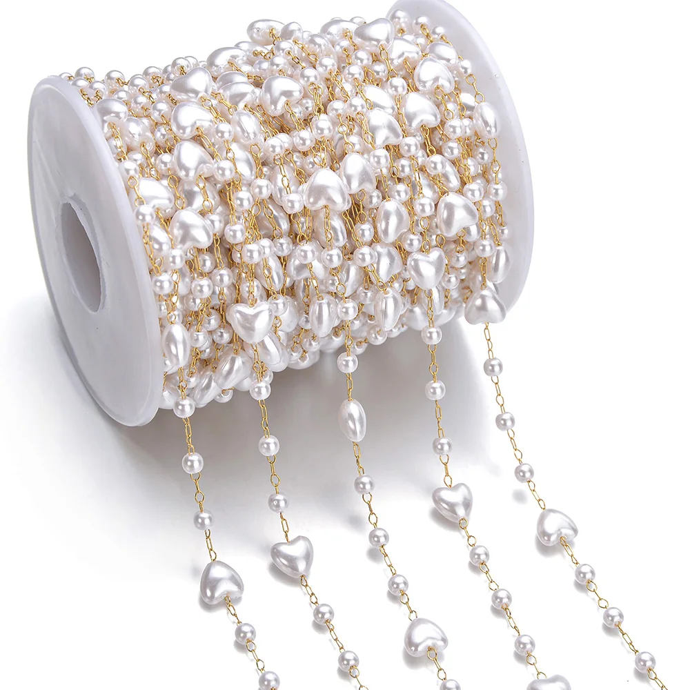 1m/lot Stainless Steel Artficial Irregular Pearl Link Chains DIY Handmade Necklace Jewelry Making Accessories