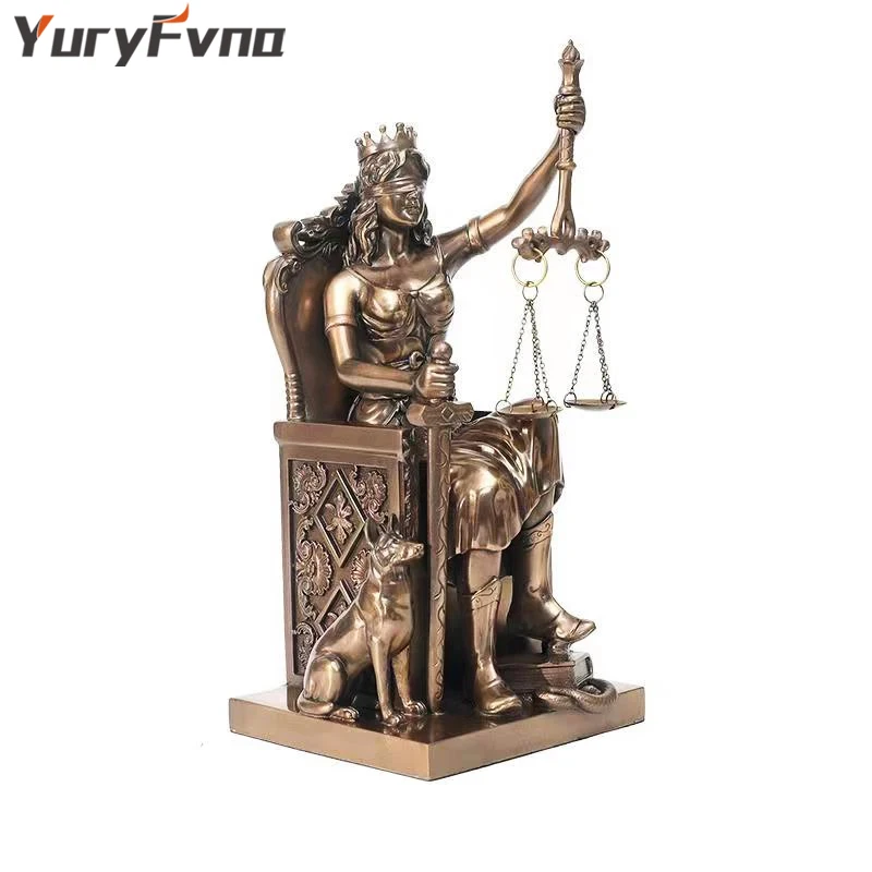 

YuryFvna European Greek Fairness Justice Goddess Statue Fair Angels Resin Bookends Sculpture Ornaments Study Room Decoration