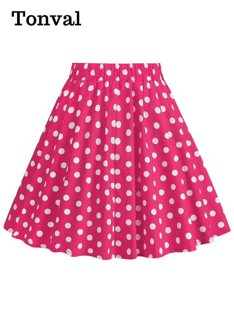Tonval Baby Girl Polka Dot Print Vintage Skirt for Kids 50s Rockabilly Pinup Elastic Waist A-Line Skirts Children's Clothing