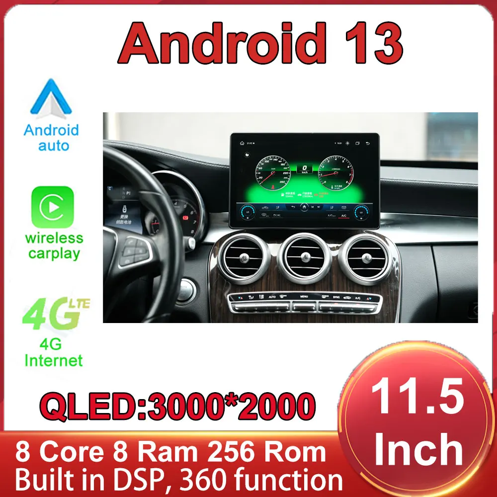 

For Benz C GLC W205 X253 W446 2015-2018 Android 13 Touch Screen Car Accessories Carplay Monitors Multimedia Radio Player