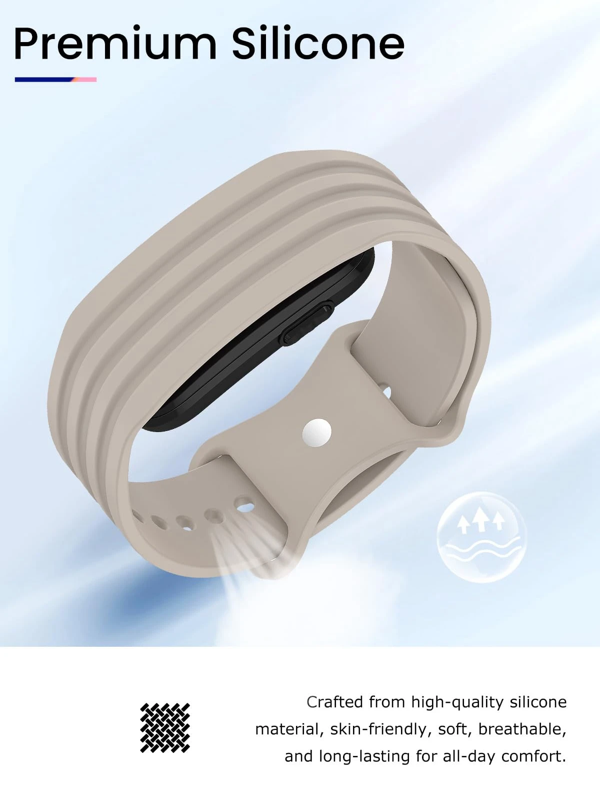 Silicone Sport Wristband - Adjustable & Breathable Replacement Bracelet Accessory
