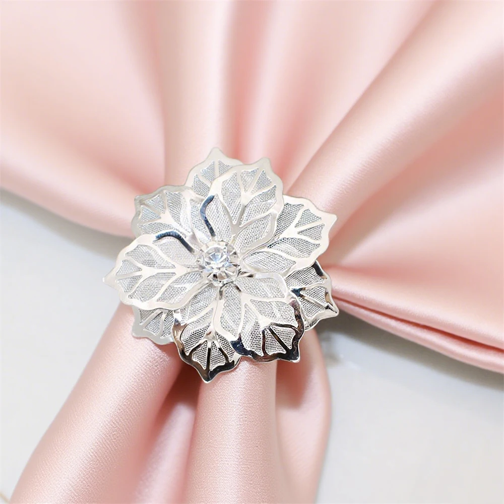 12 Portatovaglioli Eleganti Con Perle E Rose Per Matrimonio E Decorazione Tavola