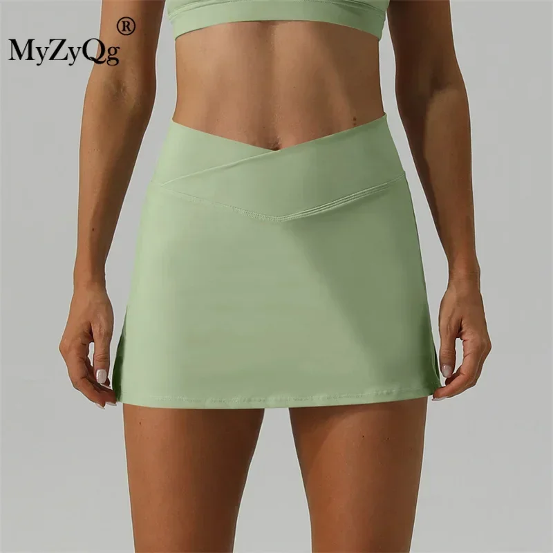 

Женская теннисная юбка MyZyQg, облегающая Короткая юбка для йоги, дышащая мини-юбка для бега и фитнеса, раздельная Спортивная юбка
