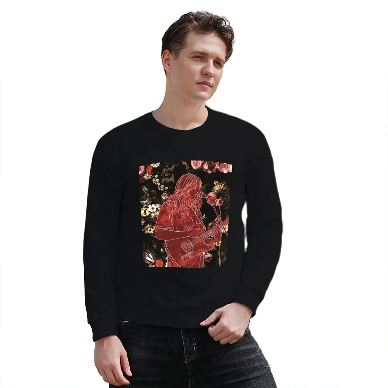 New Girl in Red Sweatshirt men clothing men's autumn clothes new in hoodies & sweatshirts