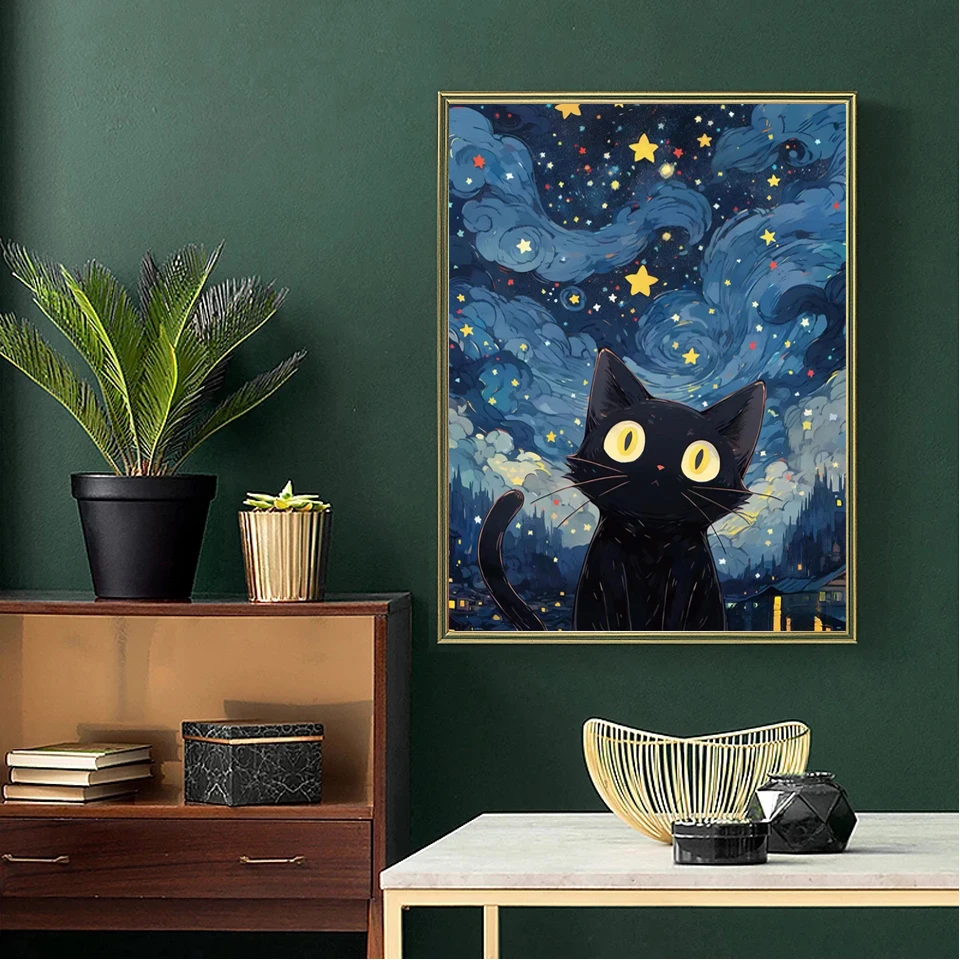 Diamond Painting Kit Completo, Gatto Pittura Diamante 5D