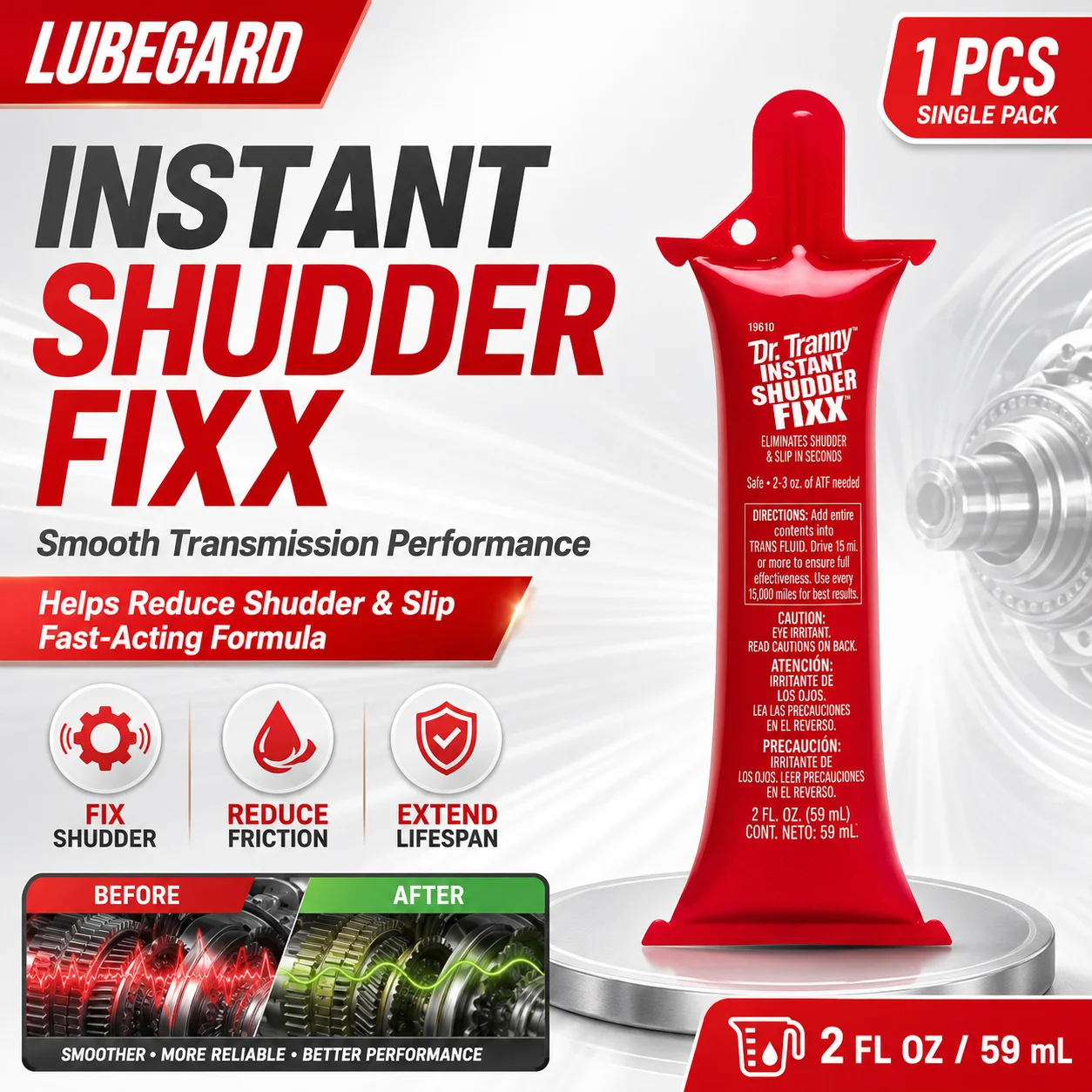 Original Lubegard Dr Tranny Instant Shudder Fixx 19610 Getriebeadditiv Anti-Shudder-Fix Slip ATF Getriebeöl 2oz