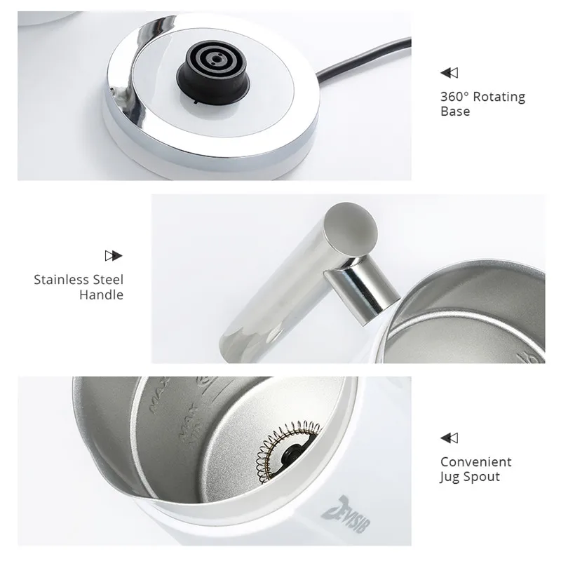 DEVISIB Milk Frother 3 in 1 Electric Steamer for Making Latte Cappuccino Coffee Milk Warmer Foamer Heater Non-Stick Auto Shutoff 6