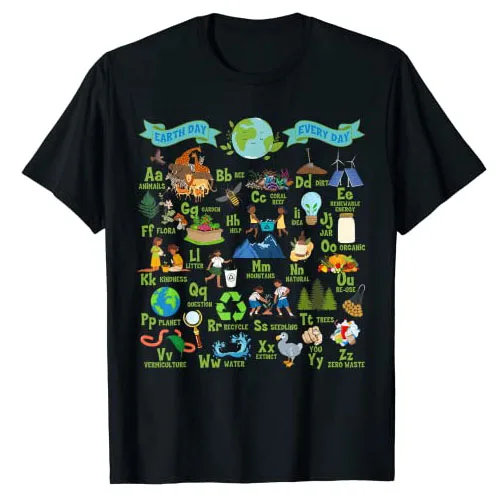 

Алфавит День Земли каждый день ABCs спасение планеты учитель Дети футболка экологическая осведомленность Графический Тройник переработка природы Топы