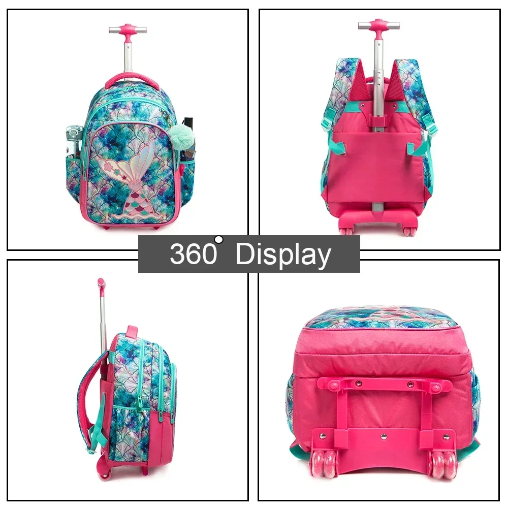 Children School Backpacks for Teenagers 3 in 1 School Backpack for Kids Girls Mermaid Schoolbag with Lunch Bag Pencil Case 4
