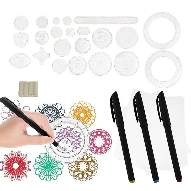 

Spiral Graph Art Kit Transparent Spiral Template Stencil DIY Arts And Crafts Supplies To Make Cards Bookmarks Holiday