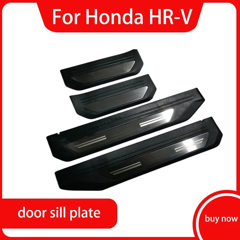 

4 Pcs Car Door Sill Protector For Honda HR-V VEZEL Trim Scuff Pedal Threshold Cover Accessories 2014-2018