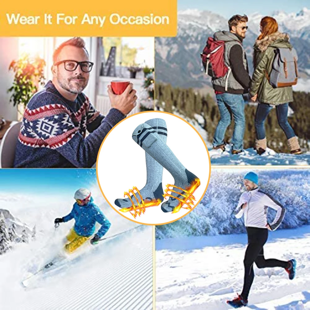Elektrikli Isıtmalı Şarj Edilebilir Termal Kış Sıcak Çorapları Pil ile Çalışan Yıkanabilir Açık Hava Sporları Kamp Yürüyüşü İçin_voghion.com