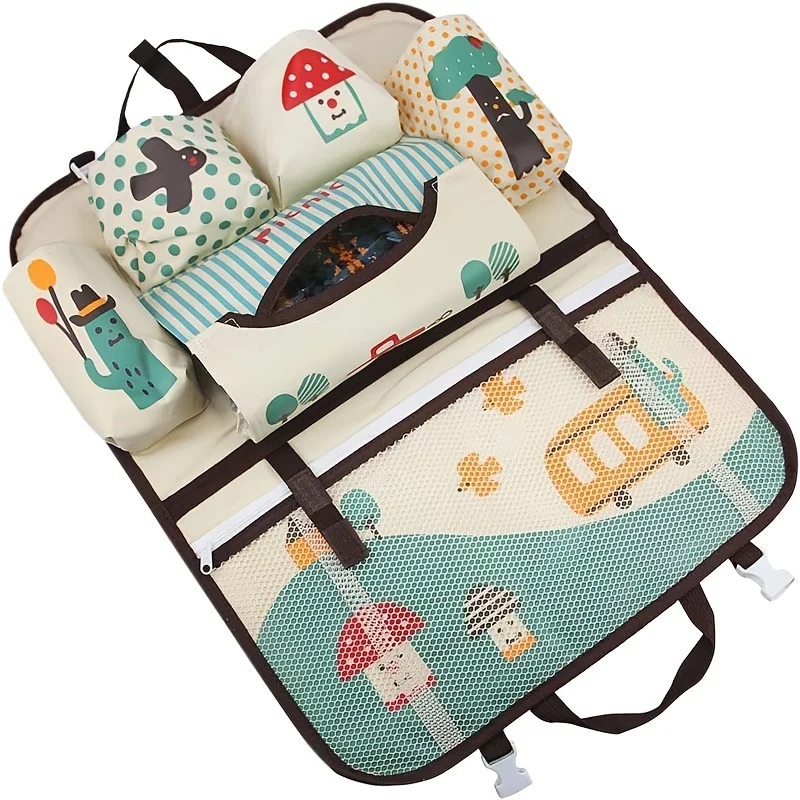 Cartoon Baby Car Seat Back Storage Bag Large Capacity Multi-functional Hanging Bag Kids Auto Seat Organizer Toddler Travel Box