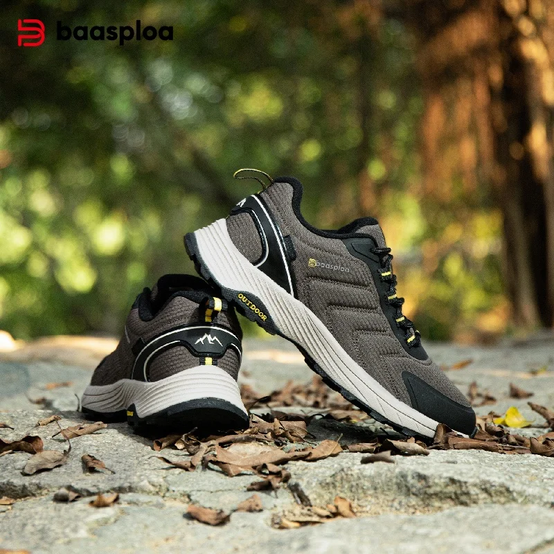 Hiking shoes Baasploa Men Hiking Shoes Wear-Resistant Non-slip Outdoor Sneakers Fashion Anti Splash Water Light Male Casual Walking Shoes