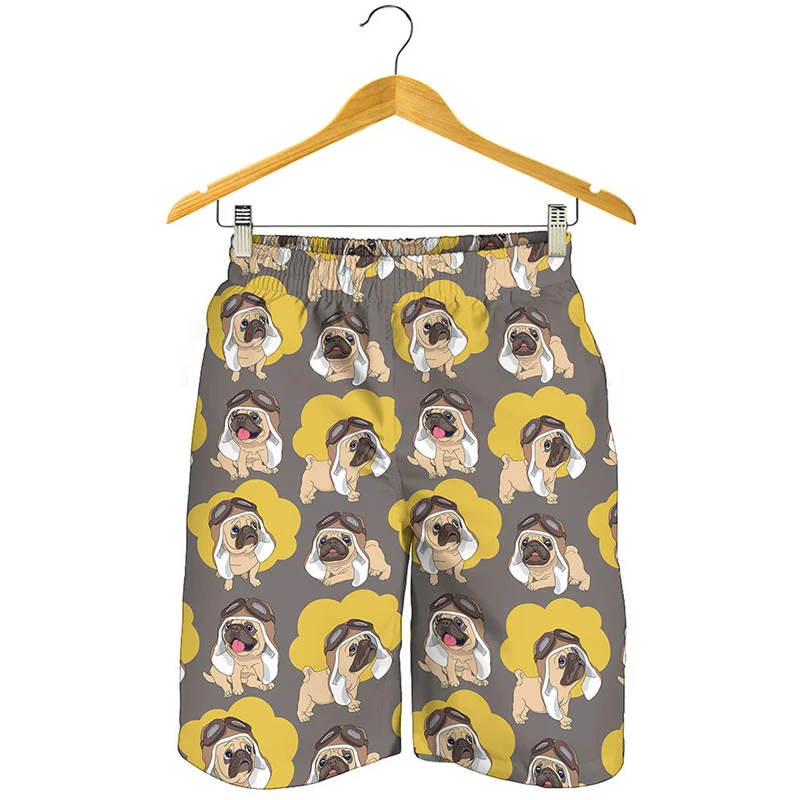 Cute Pets Pug Dog 3d Print Beach Shorts Kids Summer Street Oversized Short Pants Men Surf Board Shorts Cool Swimming Trunks 3