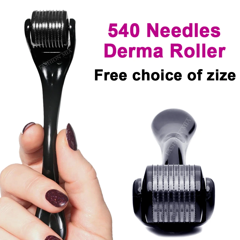 Derma Roller 0.2/0.25/0.3 Black 540 Derma Roller Hair Growth With Titanium Professional Microneedle Roller for Man Beard Regrowth Facial Care