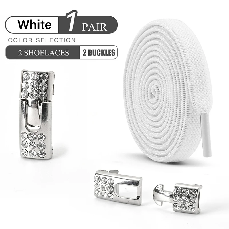 No Tie Shoe Laces Diamond Buckle Elastic Laces Shoelaces Sneaker Kids Adult Shoelace Suitable For Sports Casual Shoes Boots