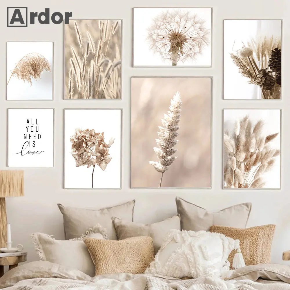 

Dandelion Art Prints Pampas Grass Canvas Painting Reed Poster Dried Flower Wall Posters Nordic Wall Pictures Living Room Decor
